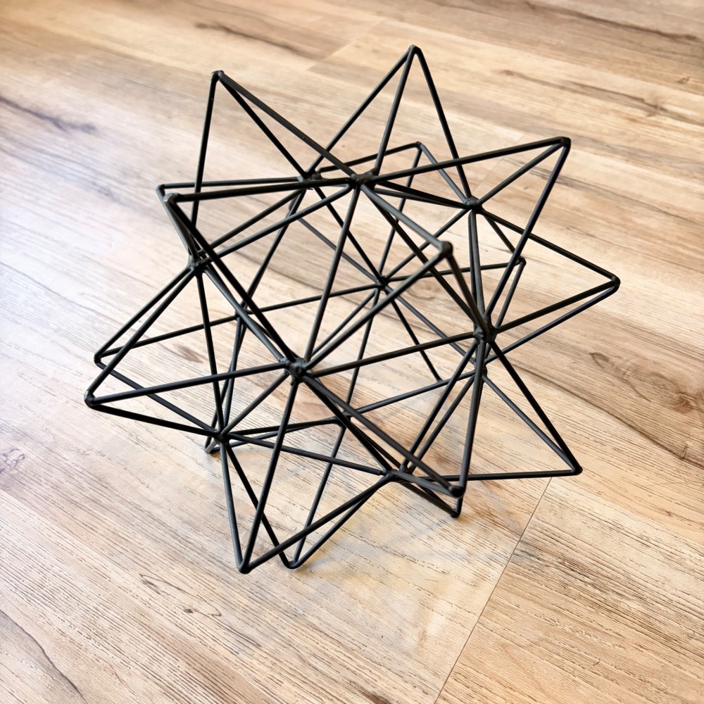 Modern Matte Black Metal Geometric Starburst Urchin Sculpture Tabletop Decor - Picture 5 of 9